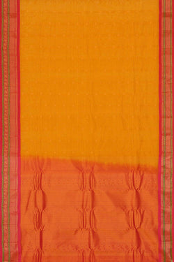 Image of Gadwal Silk Cotton Mustard Yellow Saree