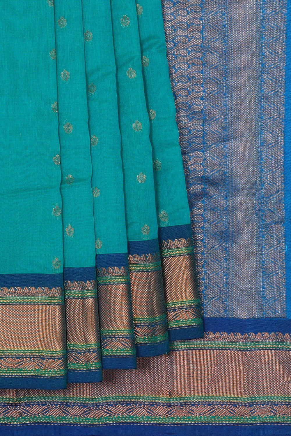 Gadwal Silk Cotton Sea Blue Saree