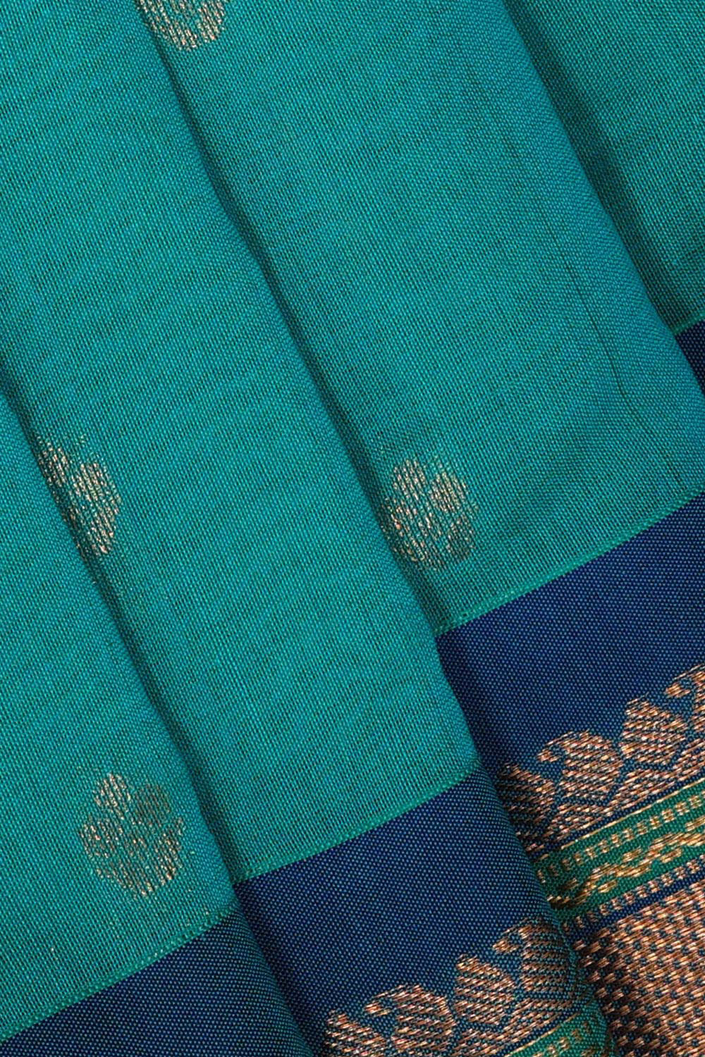 Gadwal Silk Cotton Sea Blue Saree