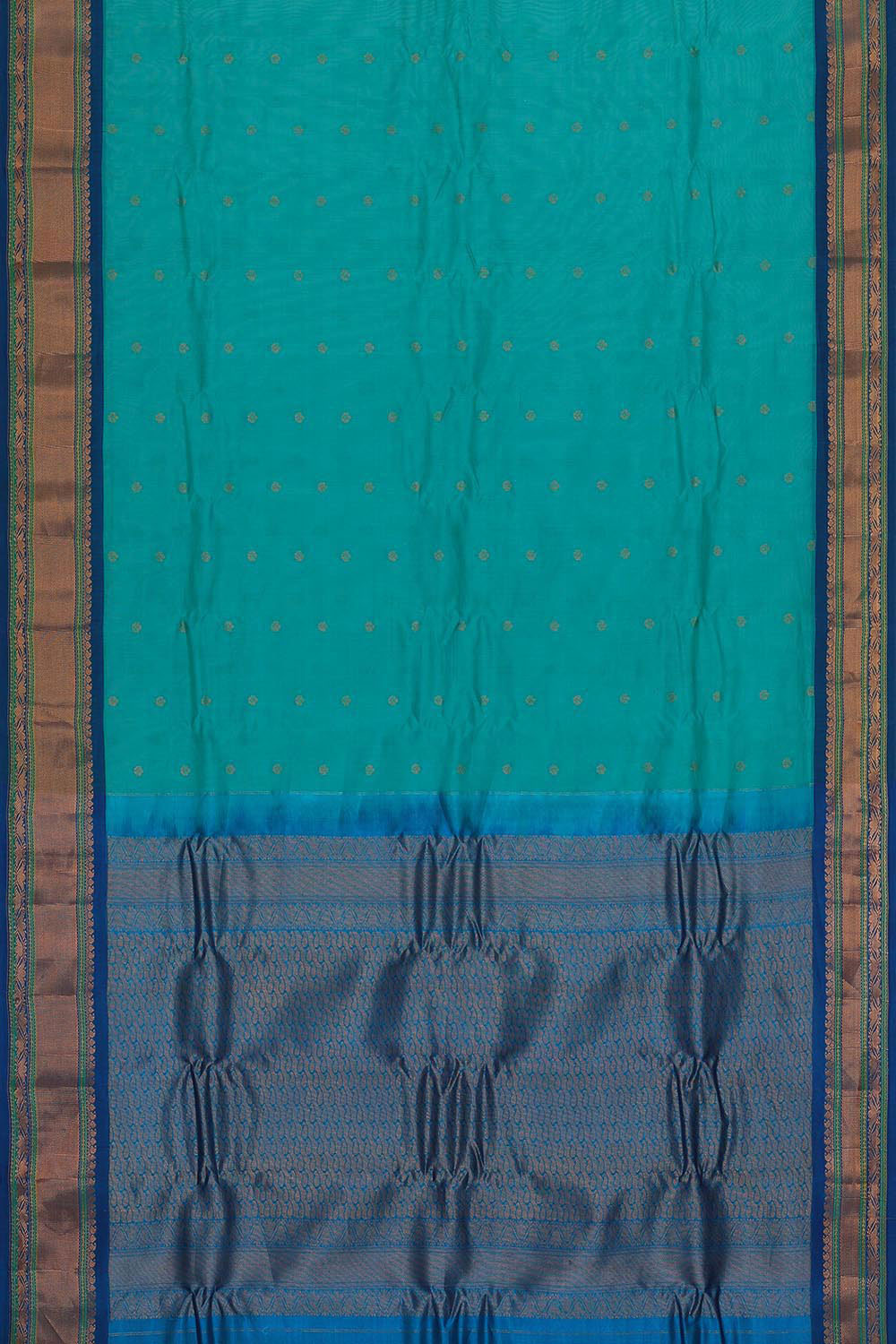 Gadwal Silk Cotton Sea Blue Saree