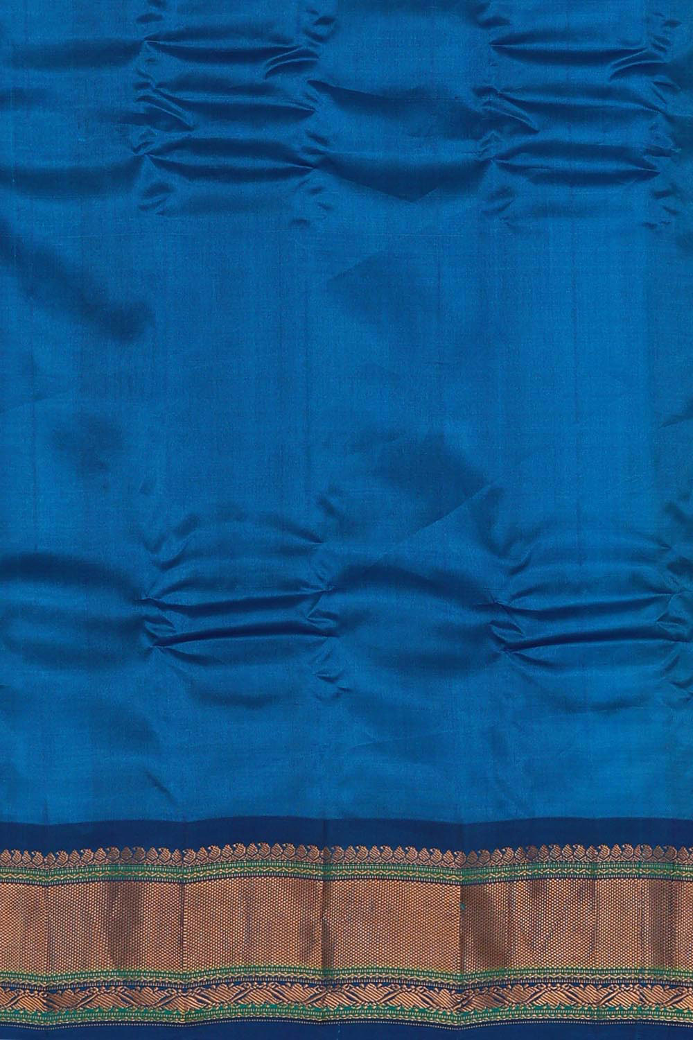 Gadwal Silk Cotton Sea Blue Saree