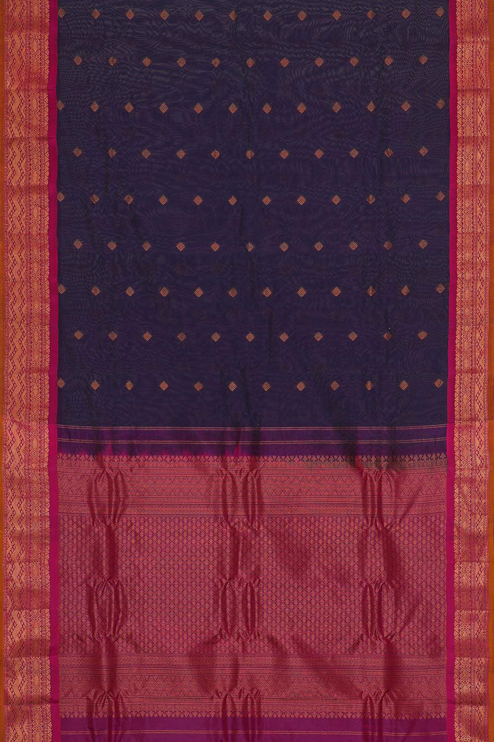 Gadwal Silk Cotton Navy Blue Saree