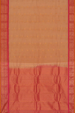 Image of Gadwal Silk Cotton Dark Cream Saree