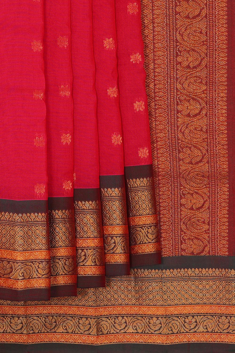 Gadwal Silk Cotton Reddish Pink Saree