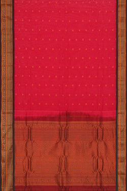 Image of Gadwal Silk Cotton Reddish Pink Saree