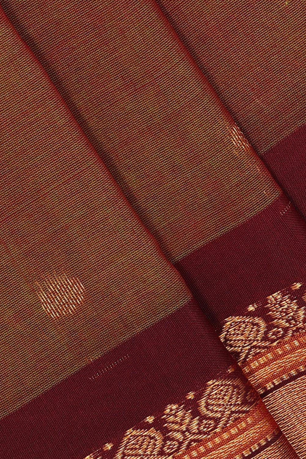 Gadwal Silk Cotton Reddish Brown Saree