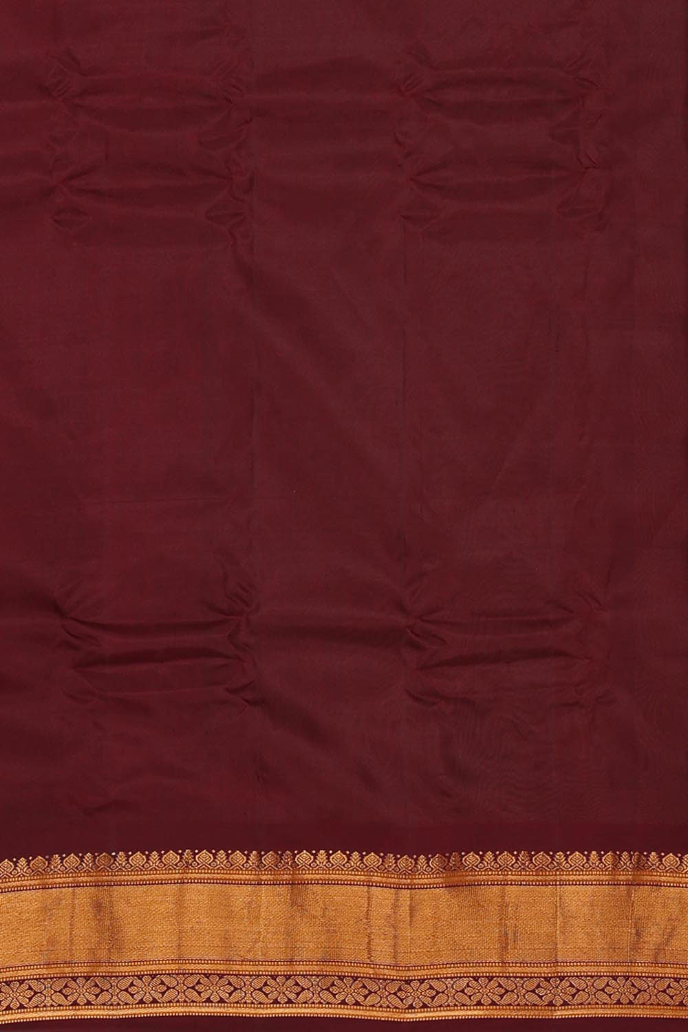 Gadwal Silk Cotton Reddish Brown Saree