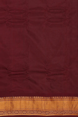 Image of Gadwal Silk Cotton Reddish Brown Saree