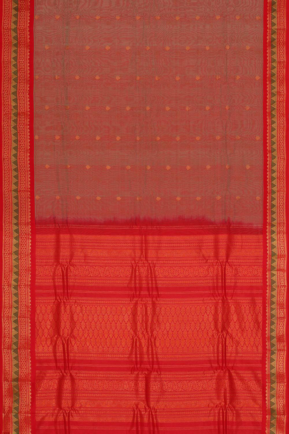 Gadwal Silk Cotton Reddiah Brown Saree