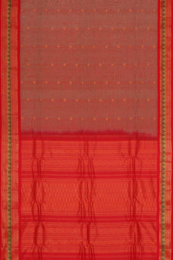 Image of Gadwal Silk Cotton Reddiah Brown Saree