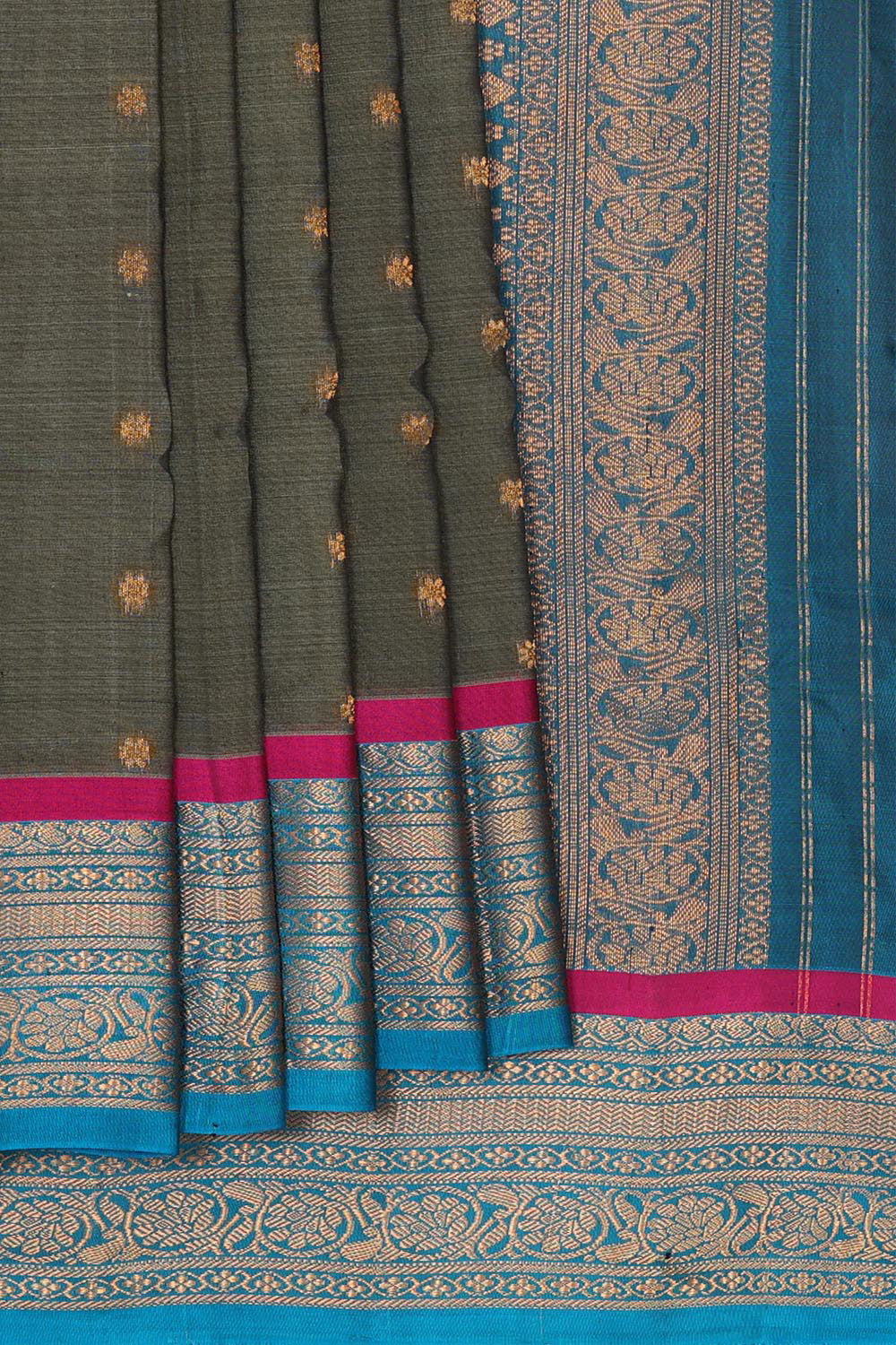 Gadwal Silk Cotton Grey Saree