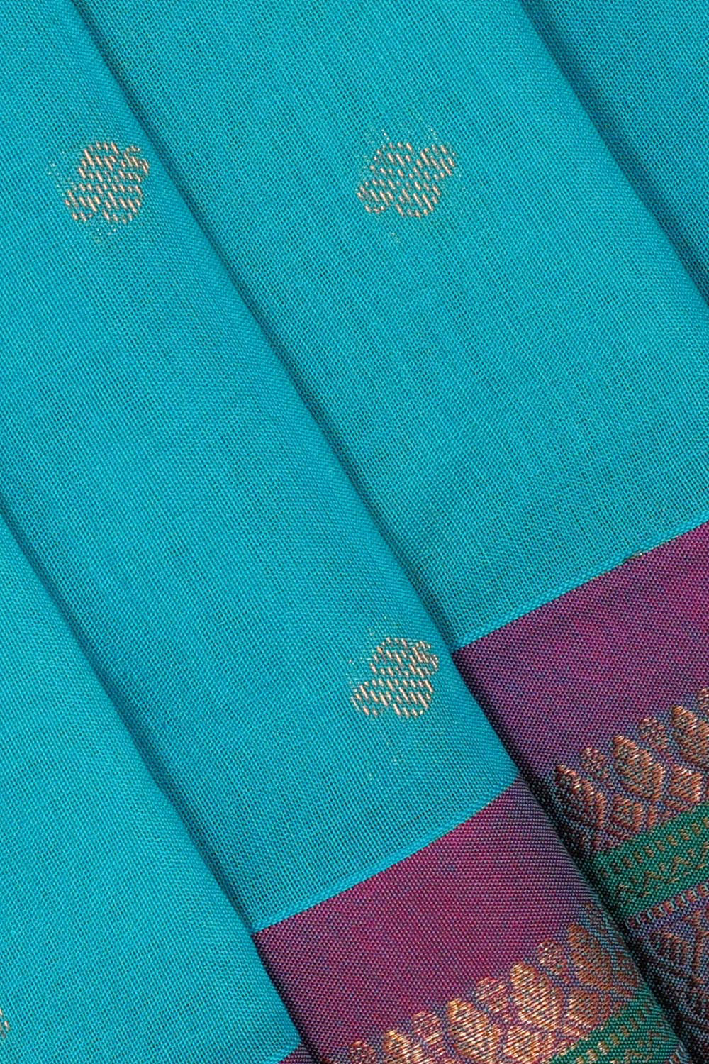 Gadwal Silk Cotton Sky Blue Saree