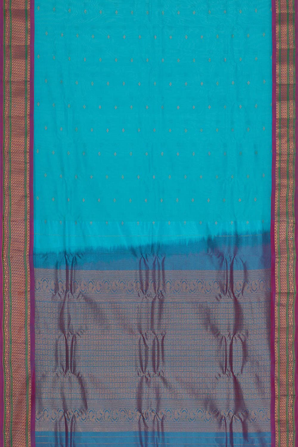 Gadwal Silk Cotton Sky Blue Saree