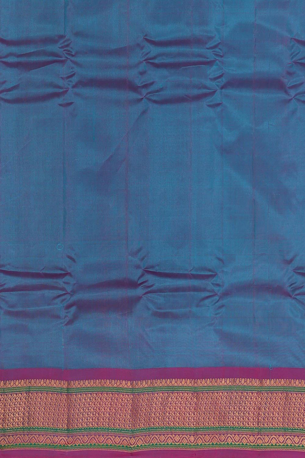 Gadwal Silk Cotton Sky Blue Saree