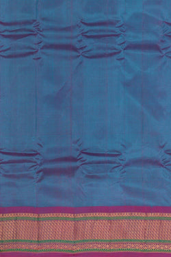 Image of Gadwal Silk Cotton Sky Blue Saree