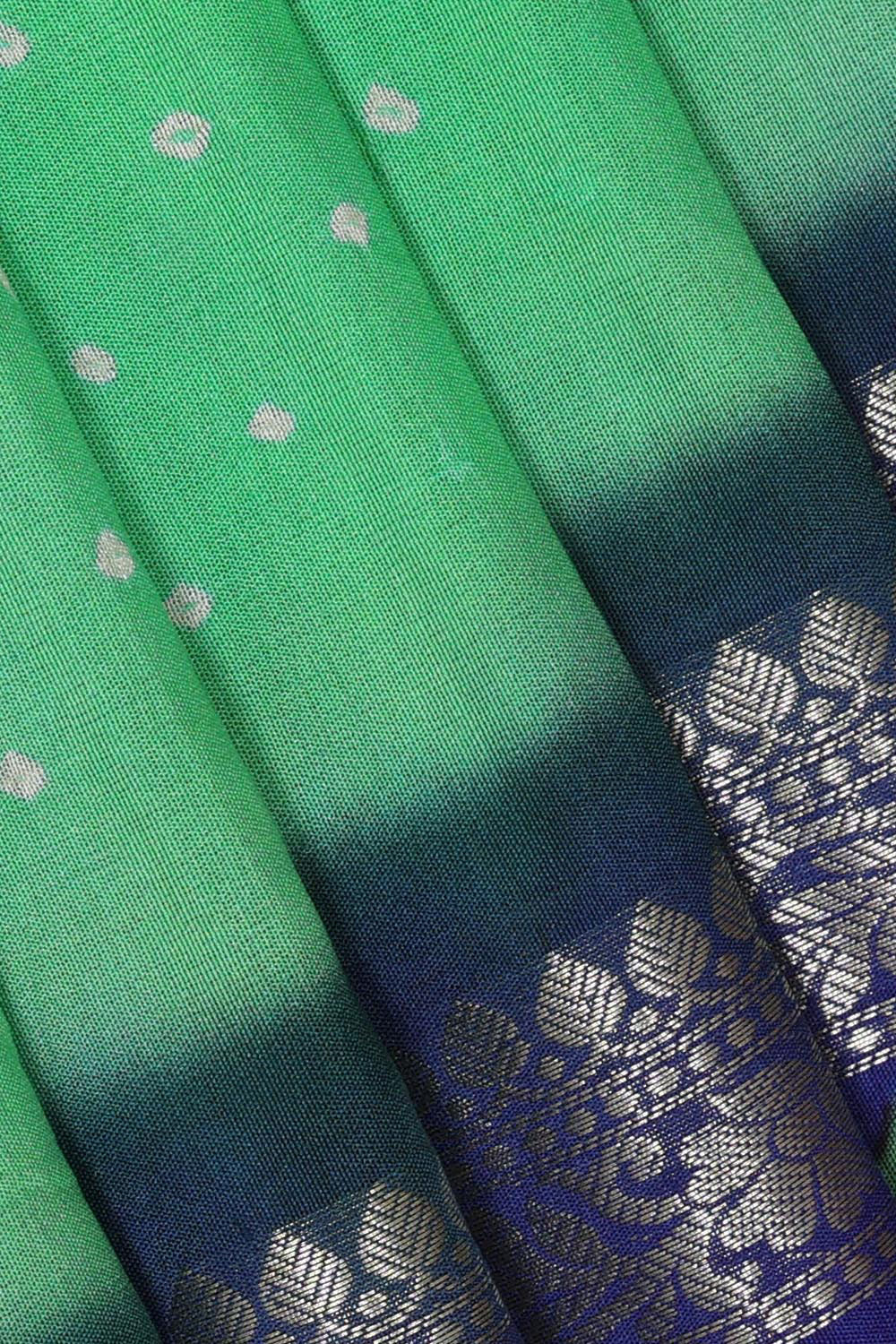 Banarasi Chiniya Green Bandhani Saree