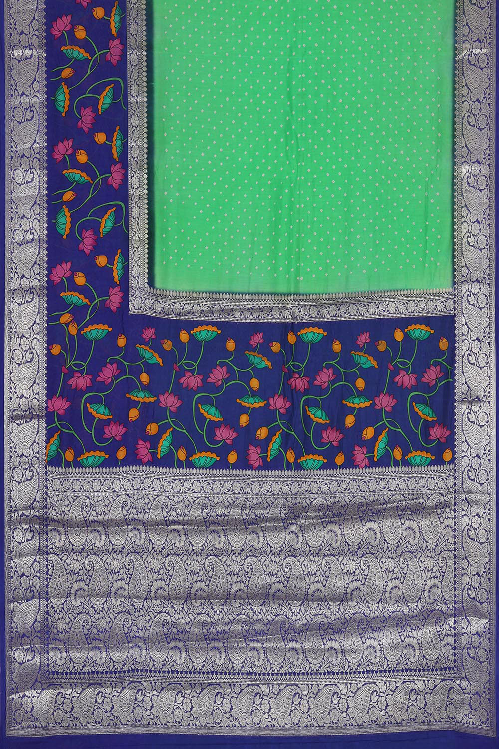 Banarasi Chiniya Green Bandhani Saree