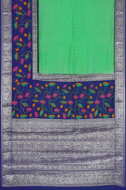 Image of Banarasi Chiniya Green Bandhani Saree