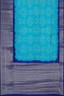 Image of Banarasi Chiniya Sky Blue Bandhani Saree