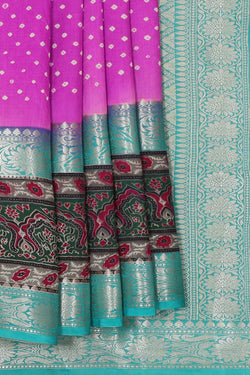 Image of Banarasi Chiniya Dark Pink Bandhani Saree