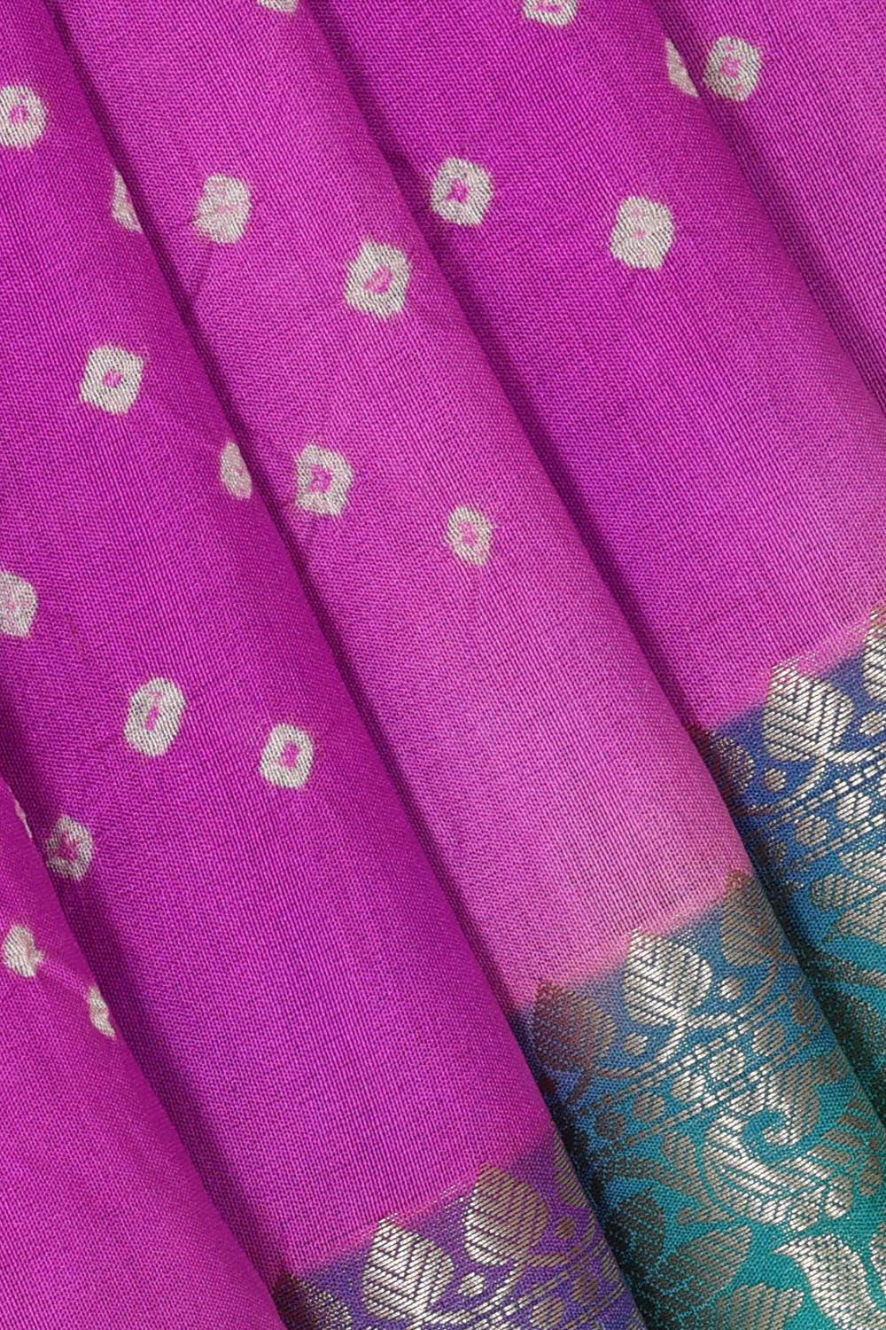 Banarasi Chiniya Dark Pink Bandhani Saree