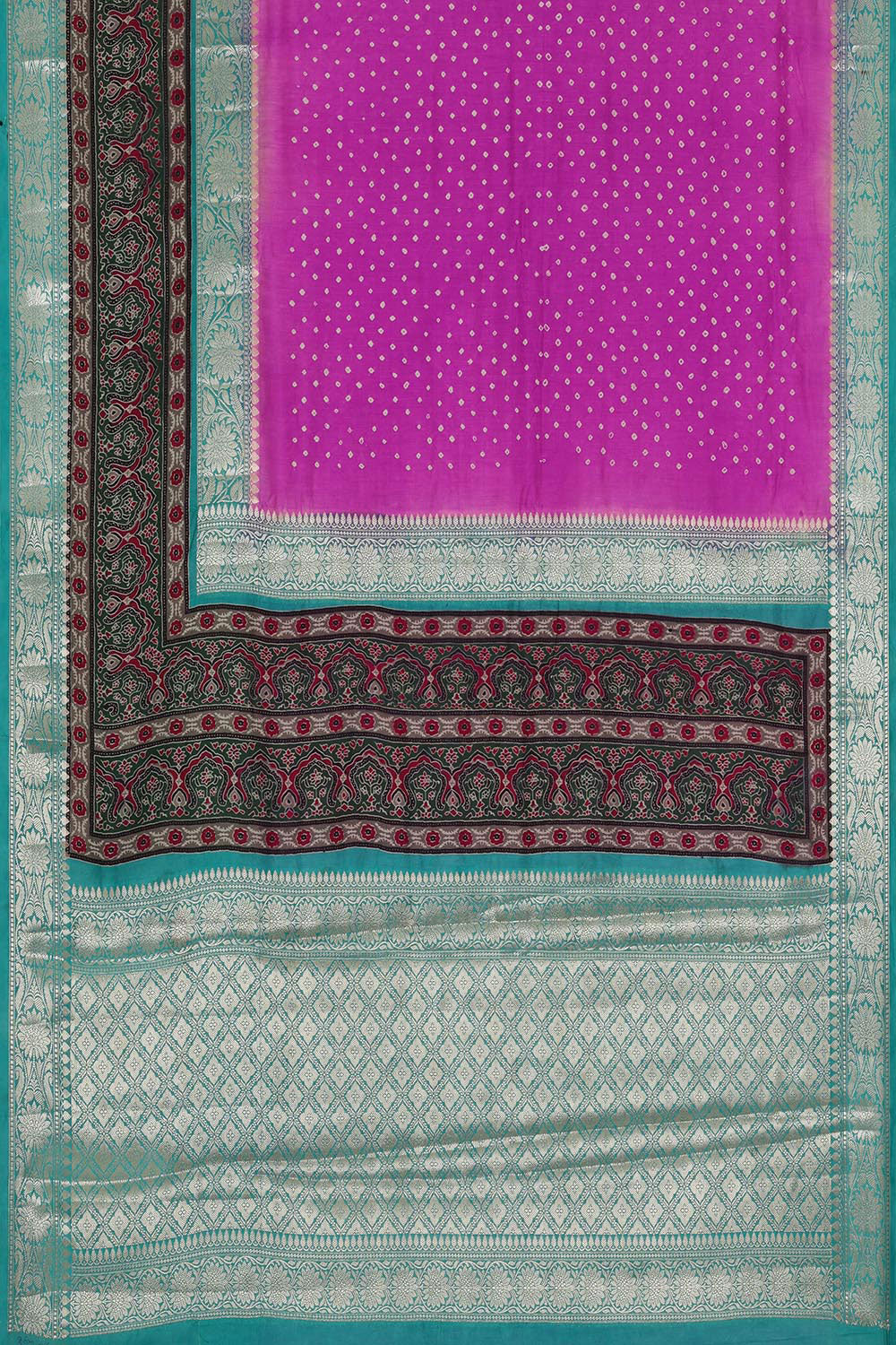 Banarasi Chiniya Dark Pink Bandhani Saree