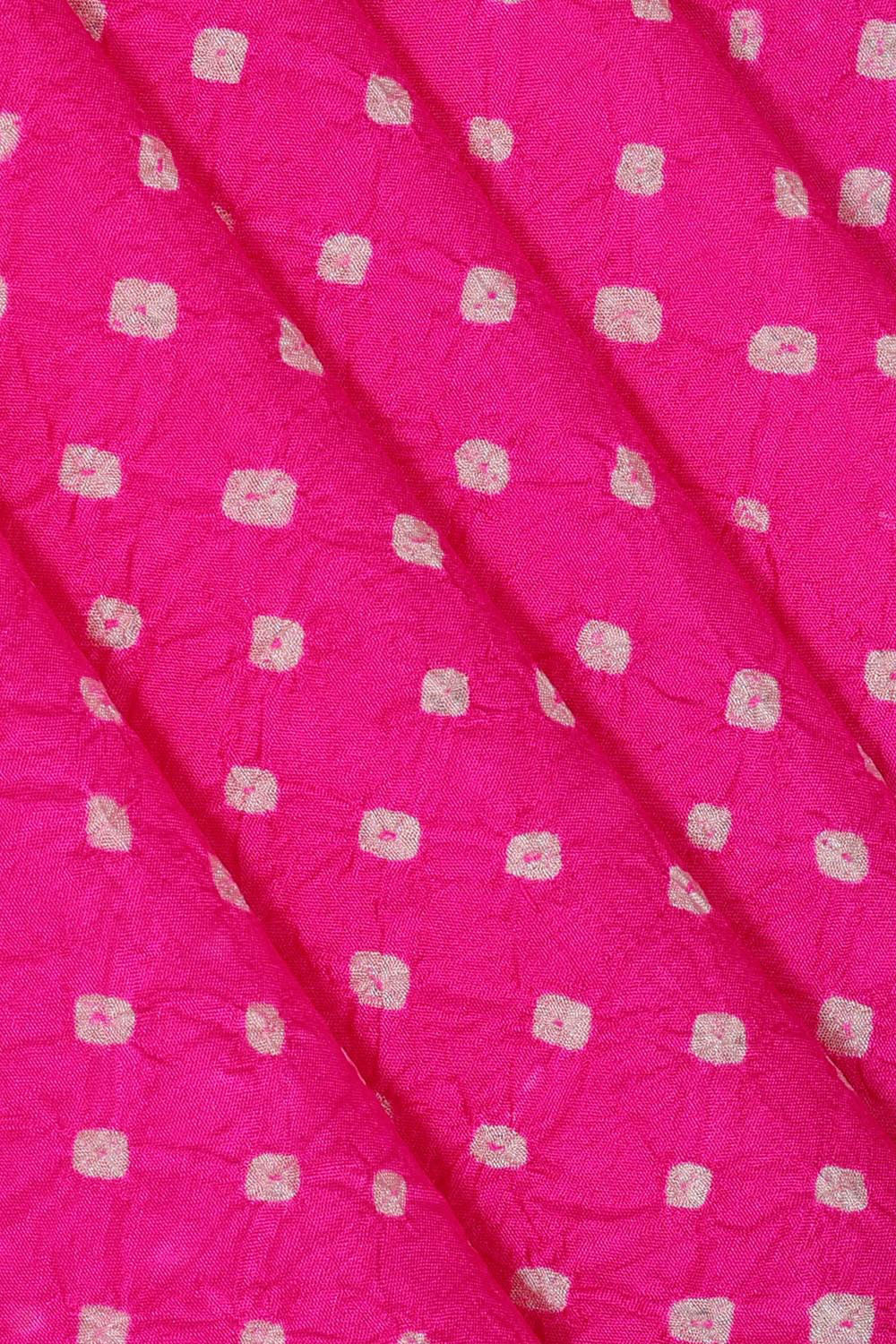 Banarasi Chiniya Rani Pink Bandhani Saree