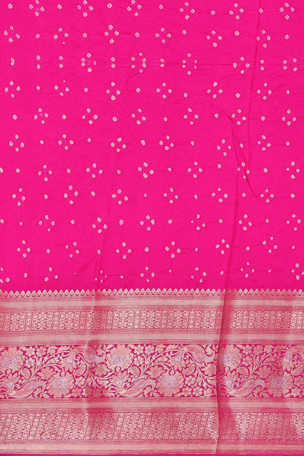 Banarasi Chiniya Rani Pink Bandhani Saree