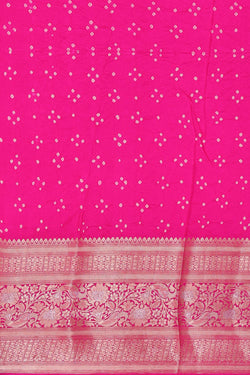 Image of Banarasi Chiniya Rani Pink Bandhani Saree