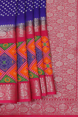 Image of Banarasi Chiniya Purple Bandhani Saree