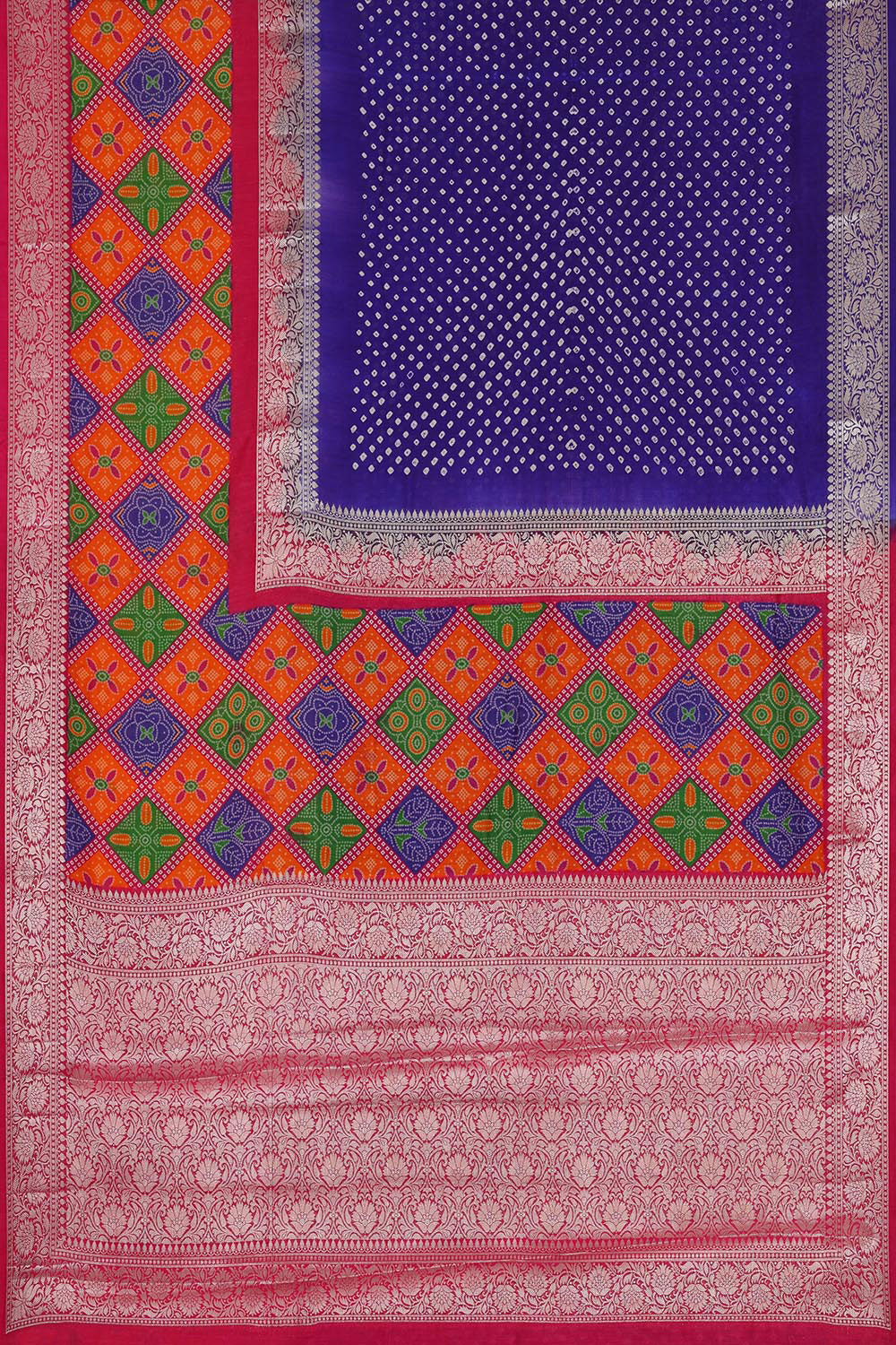 Banarasi Chiniya Purple Bandhani Saree