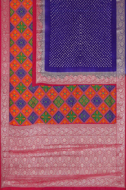 Image of Banarasi Chiniya Purple Bandhani Saree