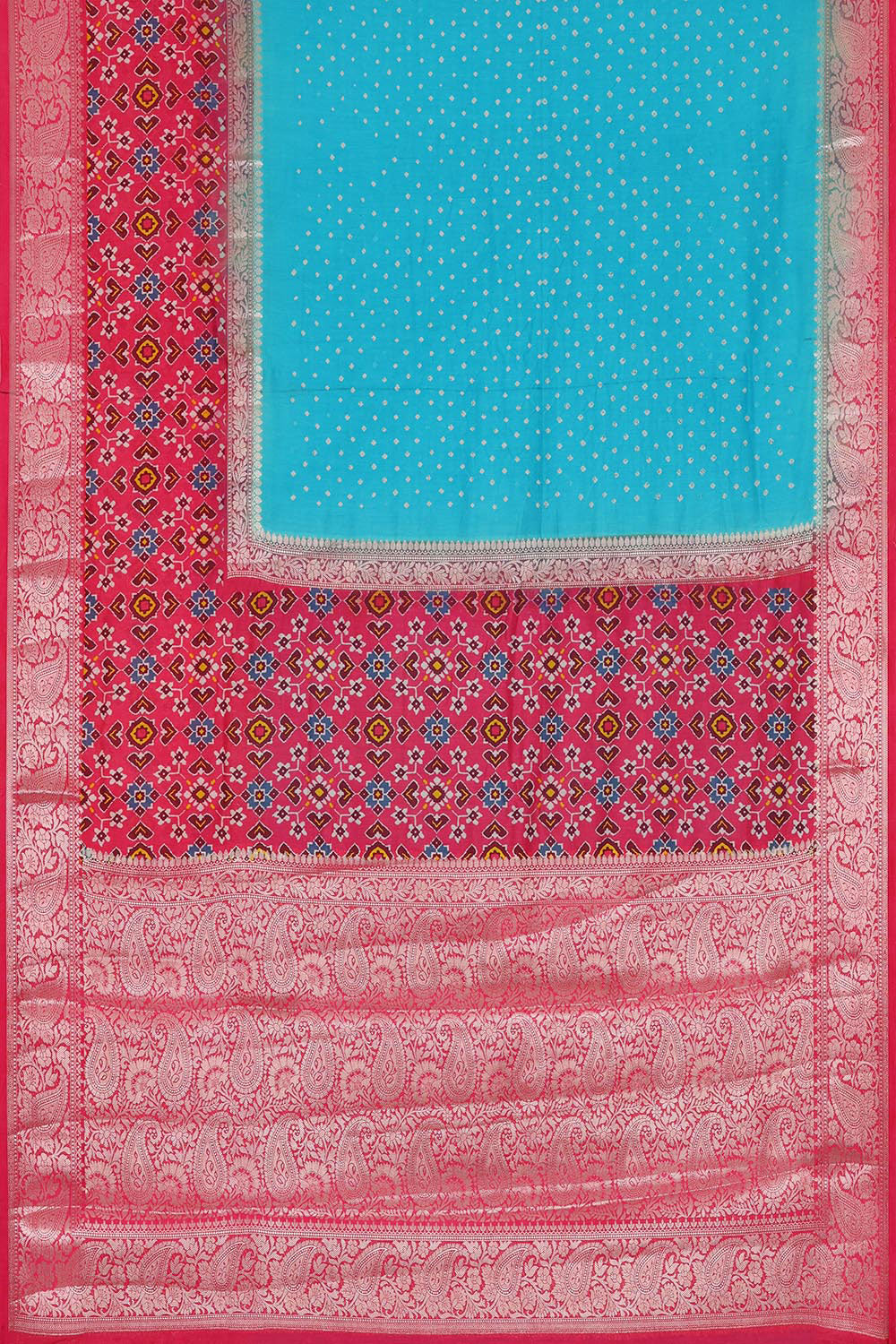 Banarasi Chiniya Sky Blue Bandhani Saree