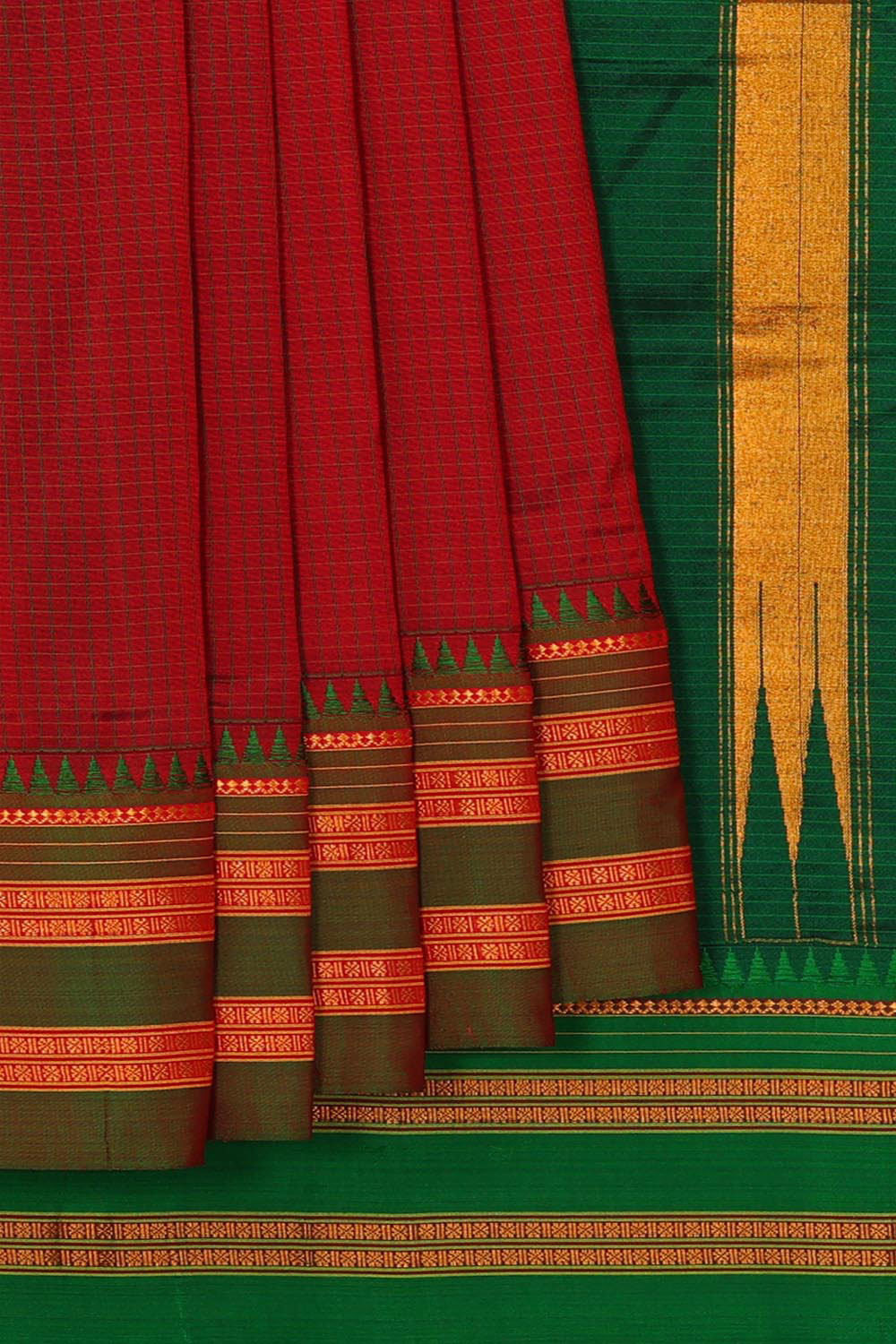 Narayanpet Silk Red Saree