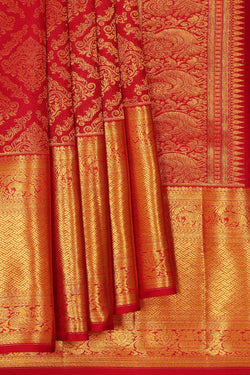 Image of Kanchipattu Red Brocade Saree