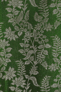 Image of Kanchipattu Leaf Green Brocade Saree