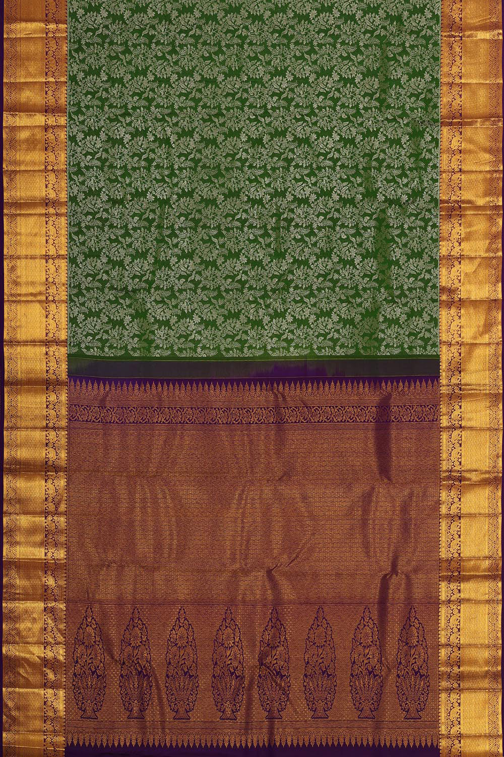 Kanchipattu Leaf Green Brocade Saree