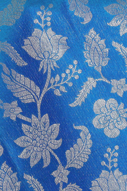 Image of Kanchipattu Ocean Blue Brocade Saree