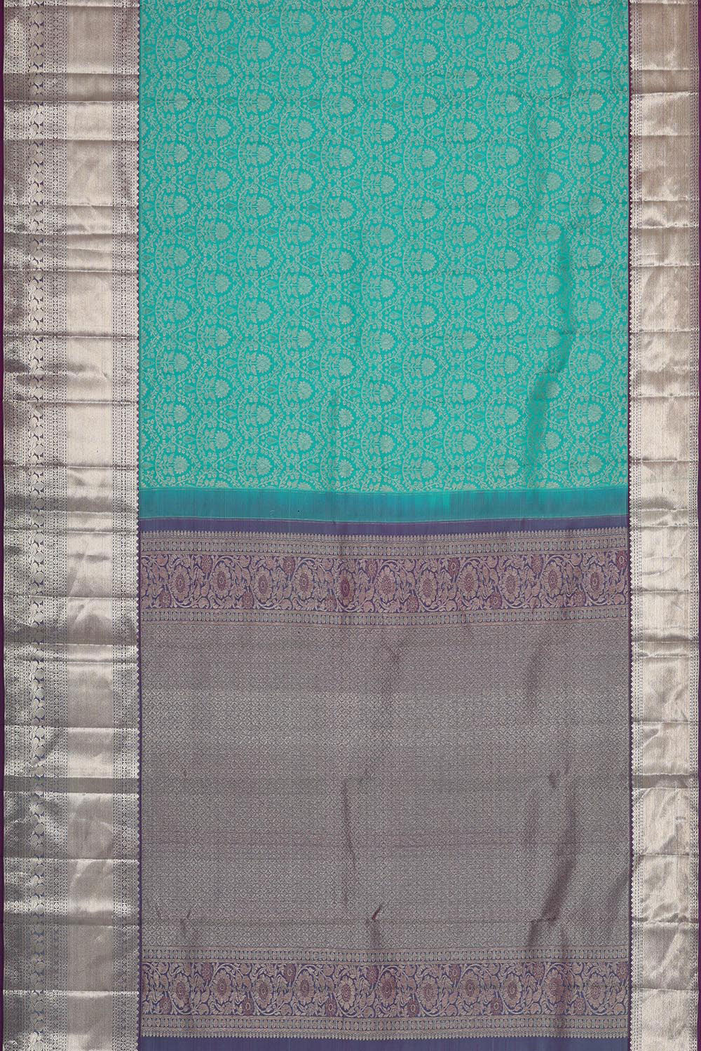 Kanchipattu Turquoise Green Brocade Saree