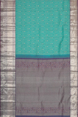 Image of Kanchipattu Turquoise Green Brocade Saree