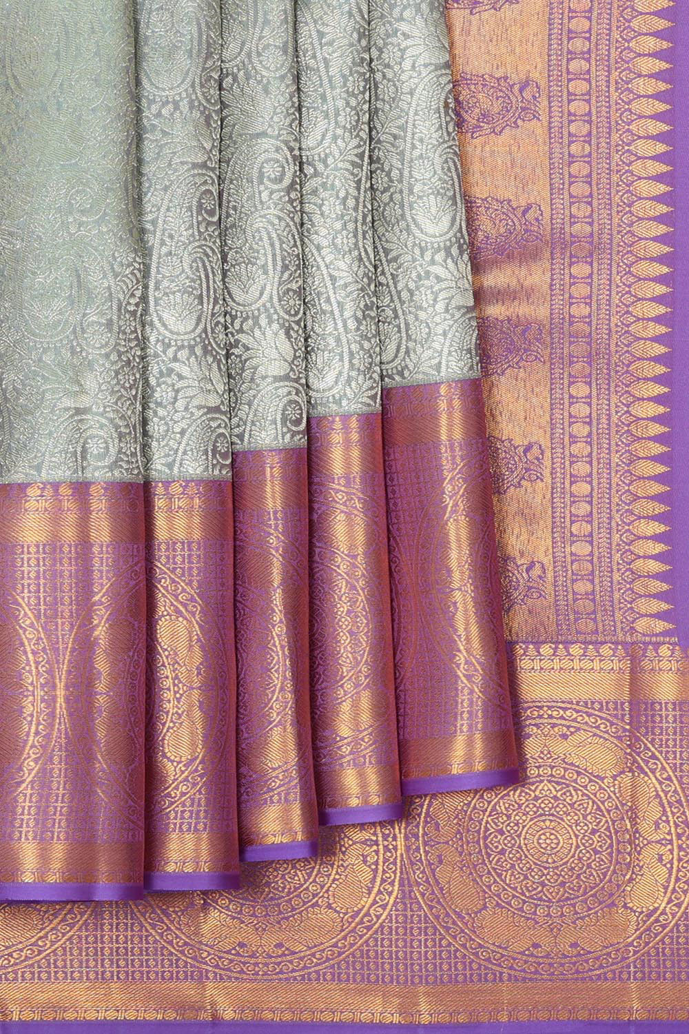 Kanchipattu Grey Brocade Saree