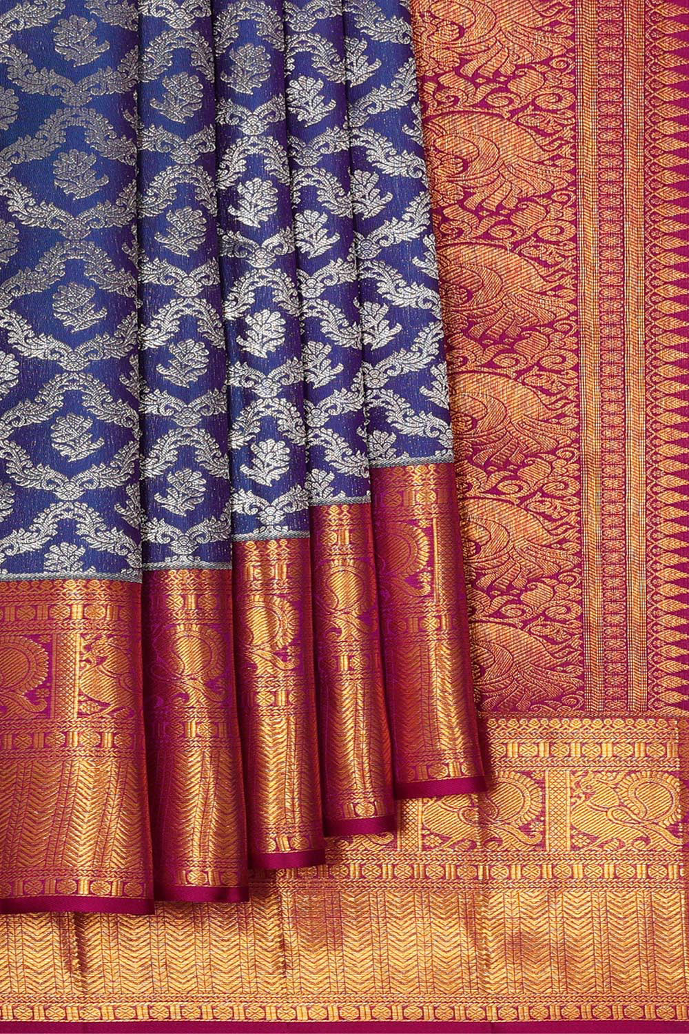 Kanchipattu Dark Blue Brocade Saree