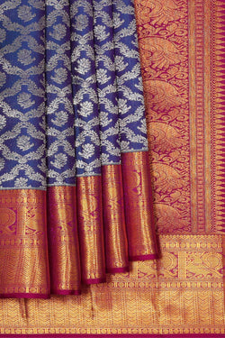 Image of Kanchipattu Dark Blue Brocade Saree