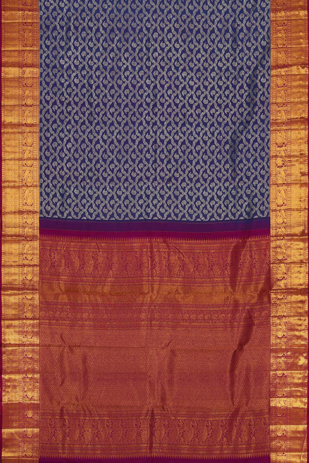 Kanchipattu Dark Blue Brocade Saree