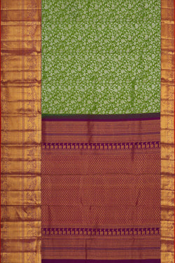 Image of Kanchipattu Parrot Green Brocade Saree