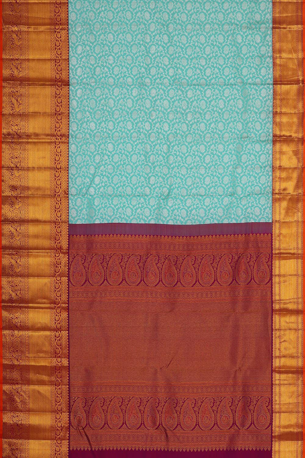 Kanchipattu Ice Blue Brocade Saree