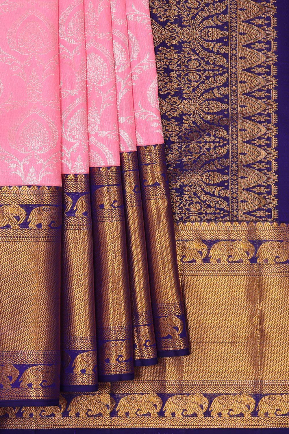 Kanchipattu Pink Brocade Saree