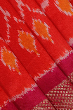 Image of Ikat Orange Pavada Unstitched Set