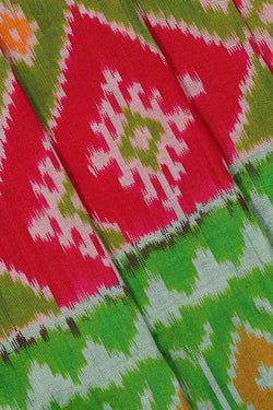 Image of Ikat Reddish Pink Pavada Unstitched Set