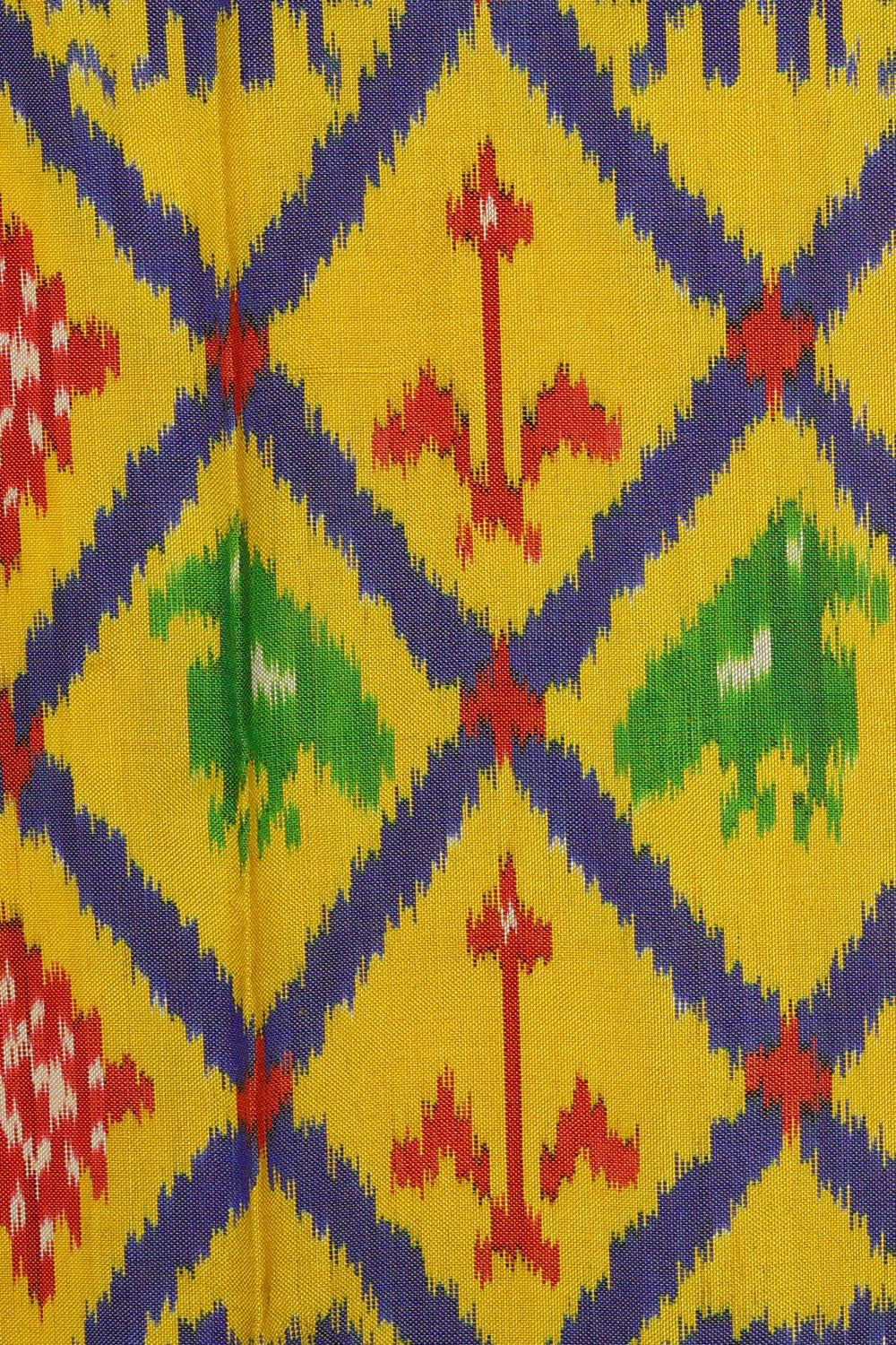 Ikat Yellow Pavada Unstitched Set